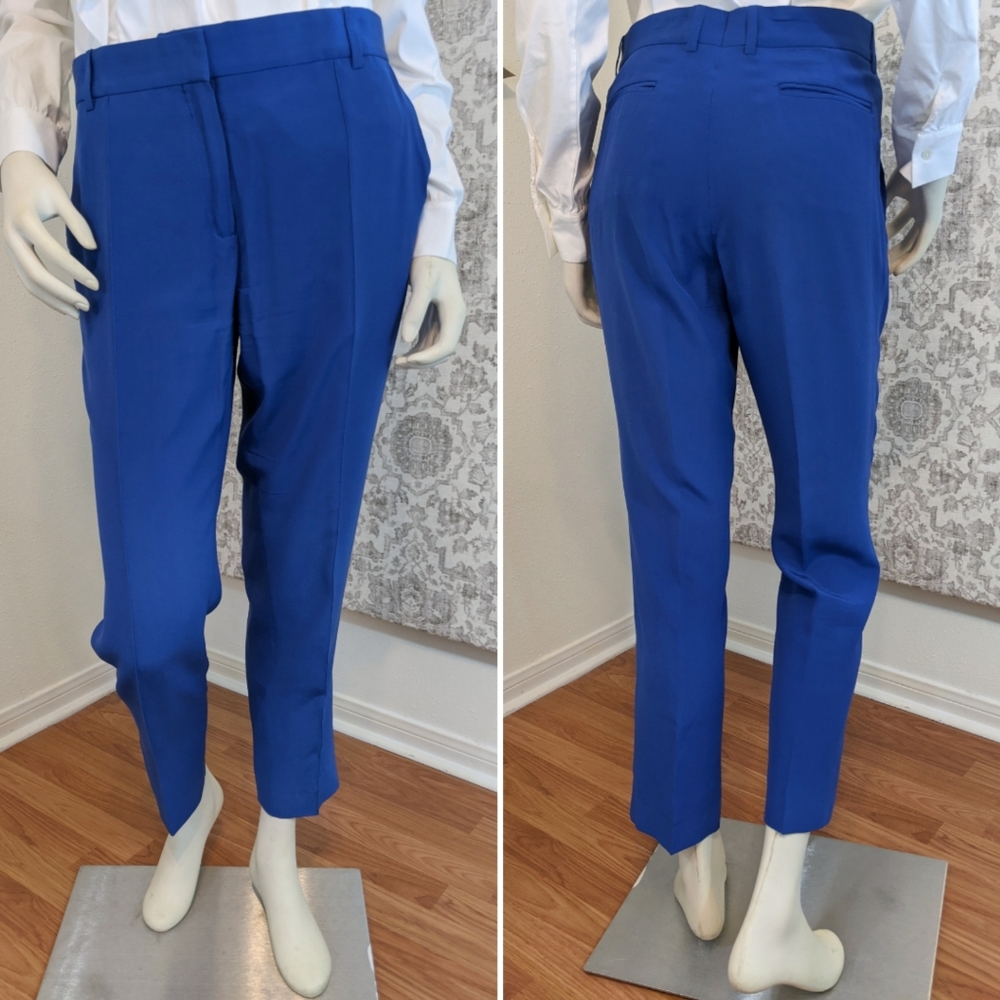 Celine Silk Royal Blue Dress Ankle Pants Size 40
